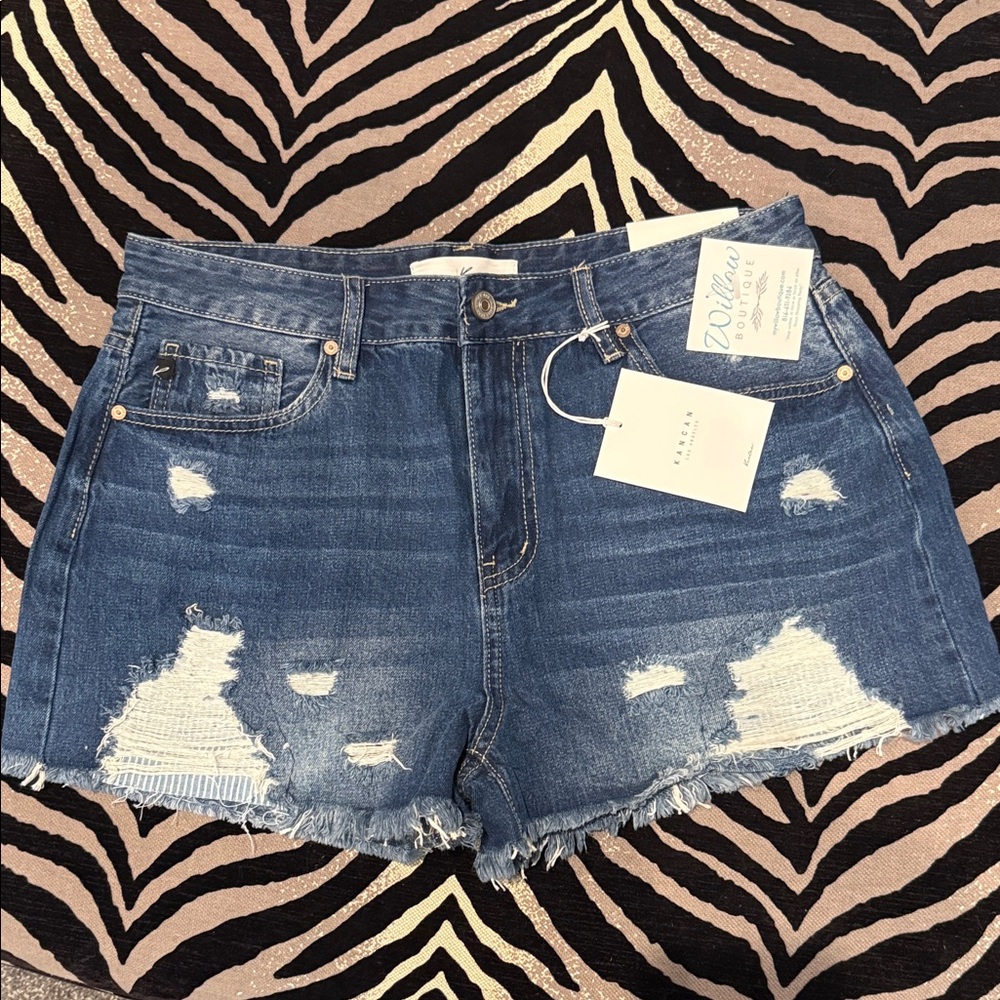 KanCan Blue Distressed Jean Shorts